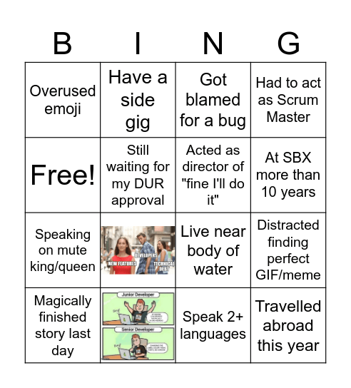 SBX Bingo Card