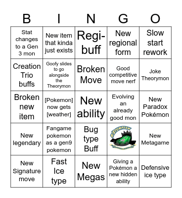 Theorymon Thursday Bingo Card
