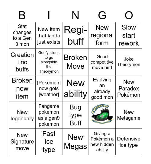 Theorymon Thursday Bingo Card