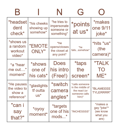 Oyoy Bingo Card