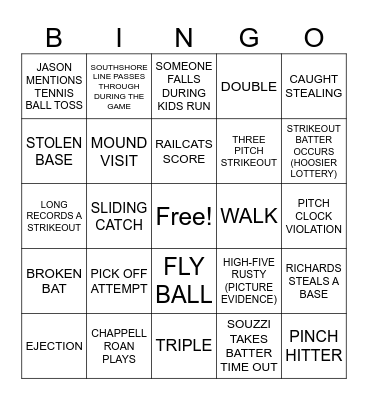 BASEBALL BINGO Card