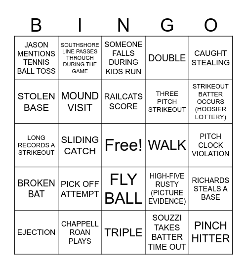 BASEBALL BINGO Card