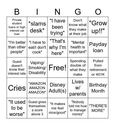 Financial Audit Bingo Card