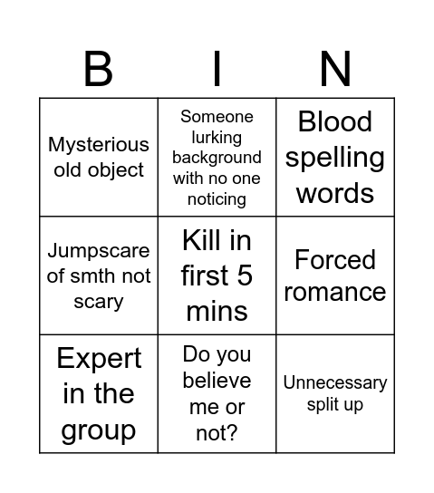 The Void Bingo Card