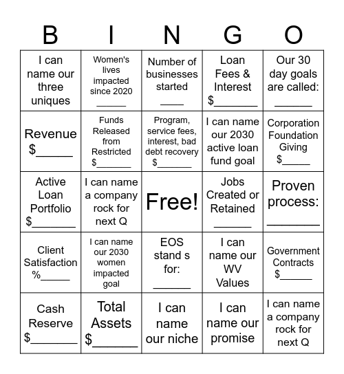 SOTO Bingo Card