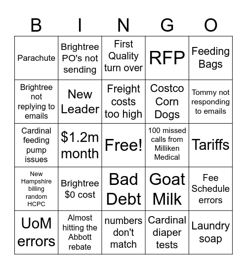 2025 Supplies Bingo Card