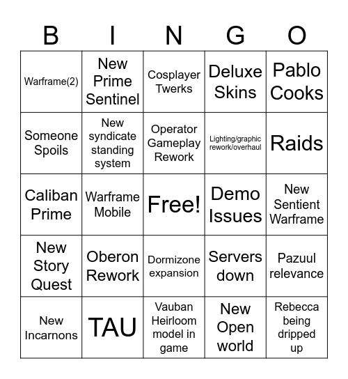 Tennocon 2025! Bingo Card