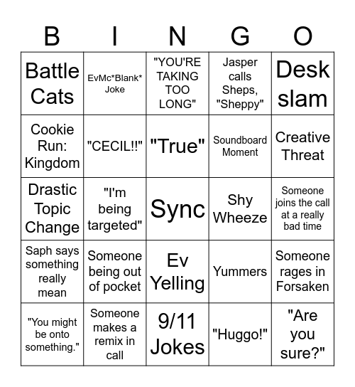 Sheps Silly Server BINGO Card