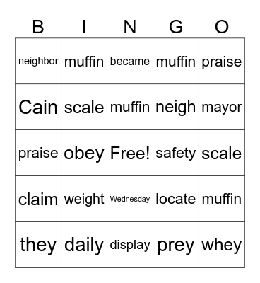 Lesson 4 Bingo Card