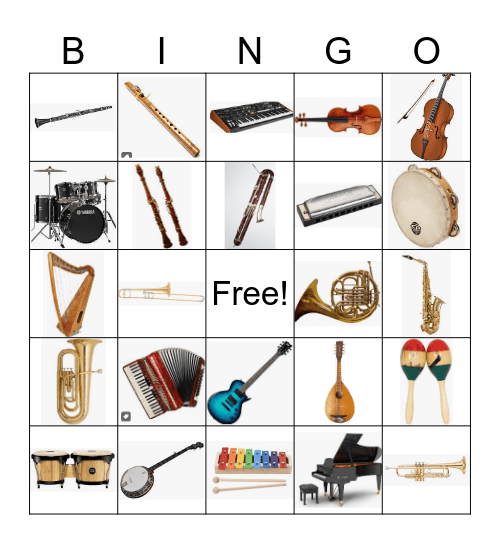 Music Instruments Bingo Card