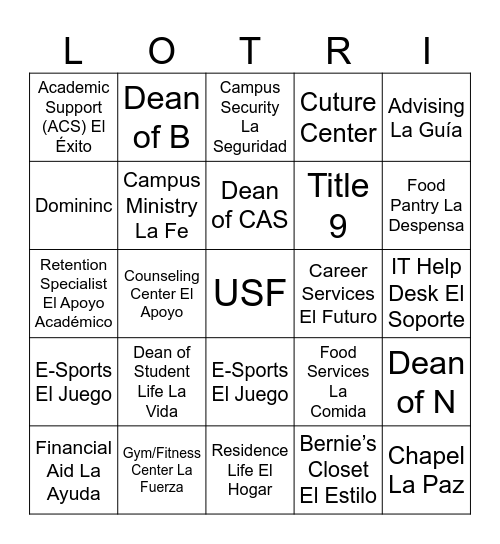 Loteria de Recursos en USF Bingo Card