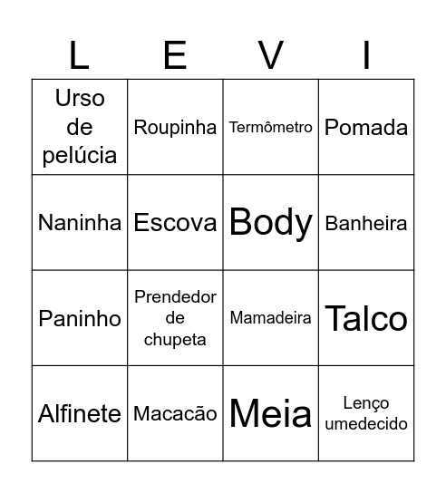 CHÁ DE BEBE Bingo Card
