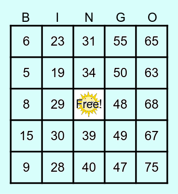 JULY BINGO! Bingo Card