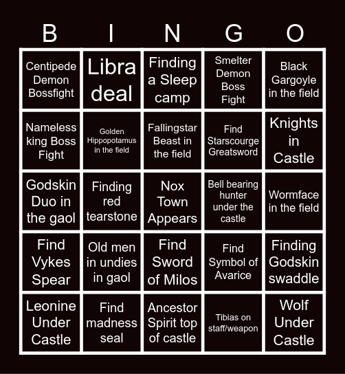 Nightreign Map Bingo. Hit 5 in a line Bingo Card