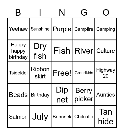 Birthday bah Bingo Card