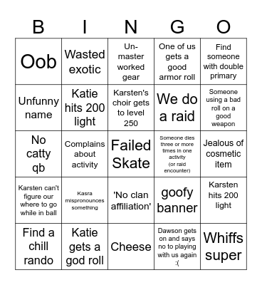 18 july 2025 Bingo Card