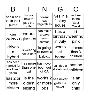 FIND SOMEONE WHO... Bingo Card