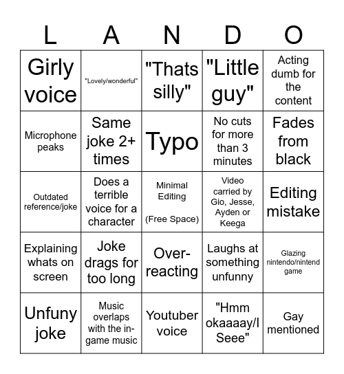 Lenagamez Bingo Card