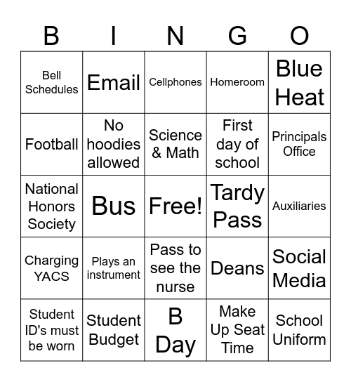 What's YAKING 25-26 (Blue) Bingo Card