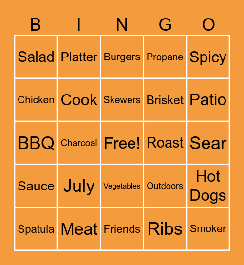 It's Grill Time! Bingo Card
