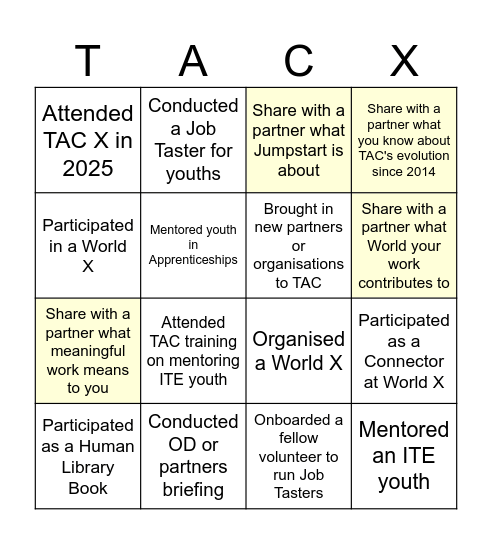Ambassadors of TAC - Bingo Card
