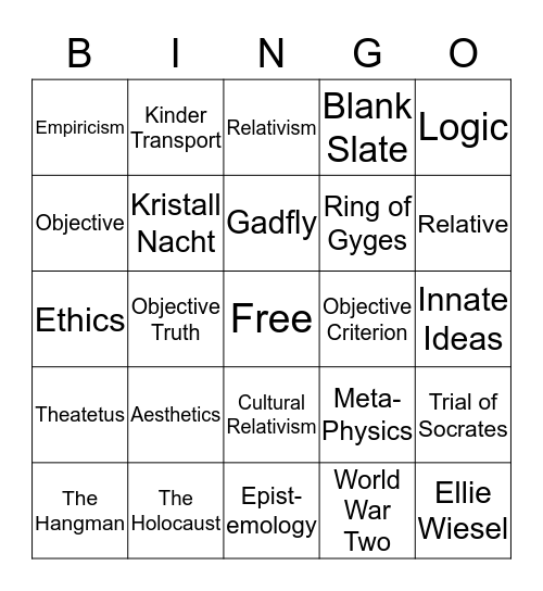 Ethics Bingo Card