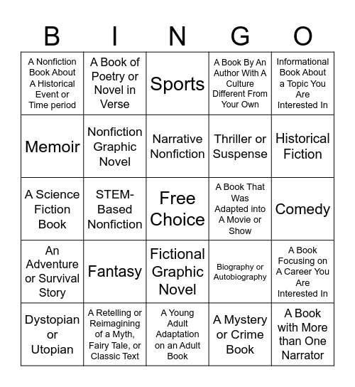 An Exploration of Genres and Forms Bingo Card