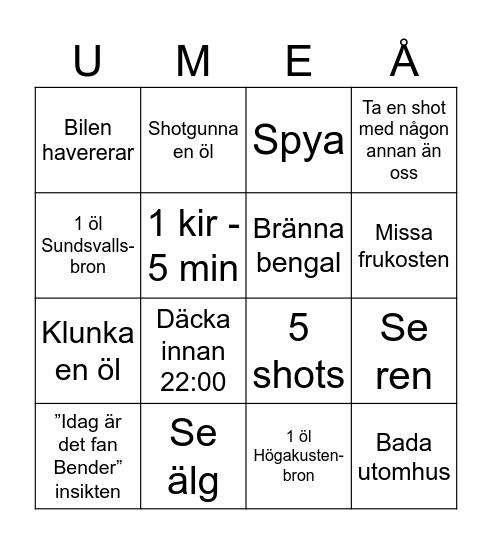 UMEÅ AWAY! Bingo Card