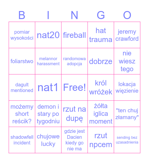 febild wingo Bingo Card