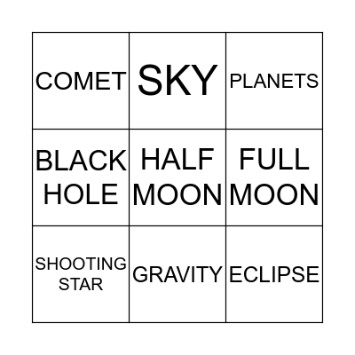 SPACE BINGO Card