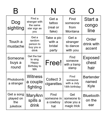 MARYANN'S BIRTHDAY Bingo Card