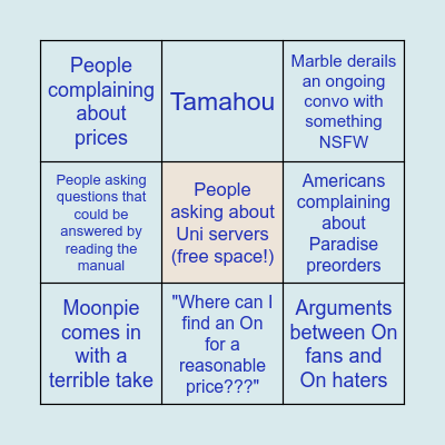 TC General Bingo Card