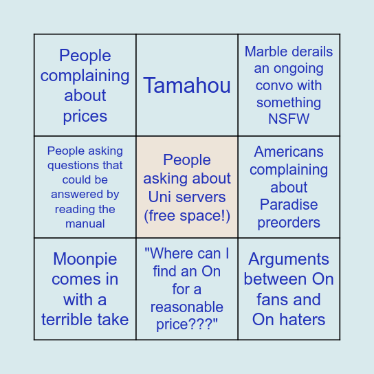 TC General Bingo Card