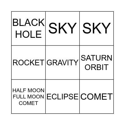 SPACE BINGO Card