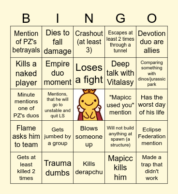 Lifesteal (first day) Bingo Card