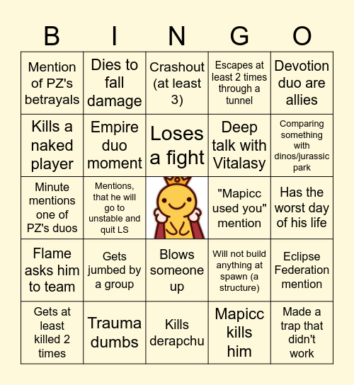 Lifesteal (first day) Bingo Card