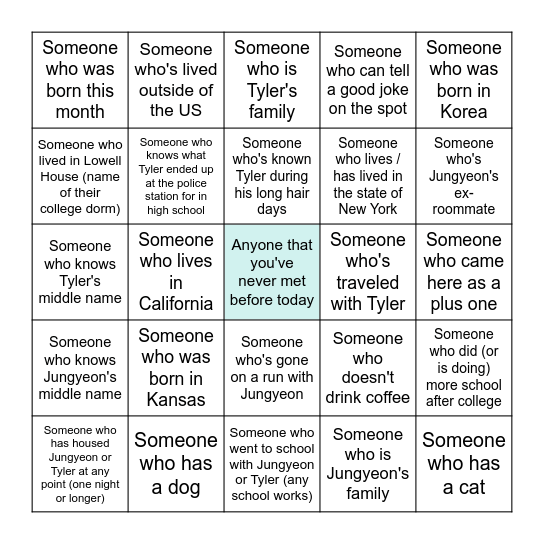 Make-a-friend bingo Card