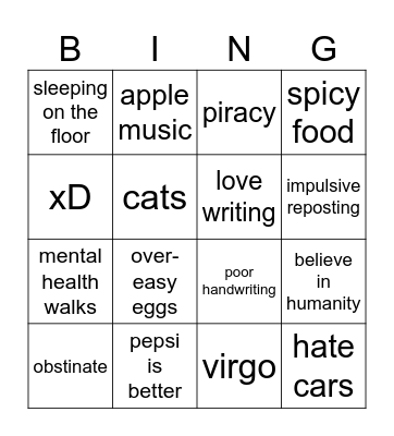 HOW SIMILAR ARE WE (EASY VERSION) Bingo Card