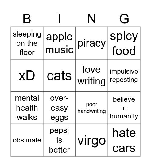 HOW SIMILAR ARE WE (EASY VERSION) Bingo Card