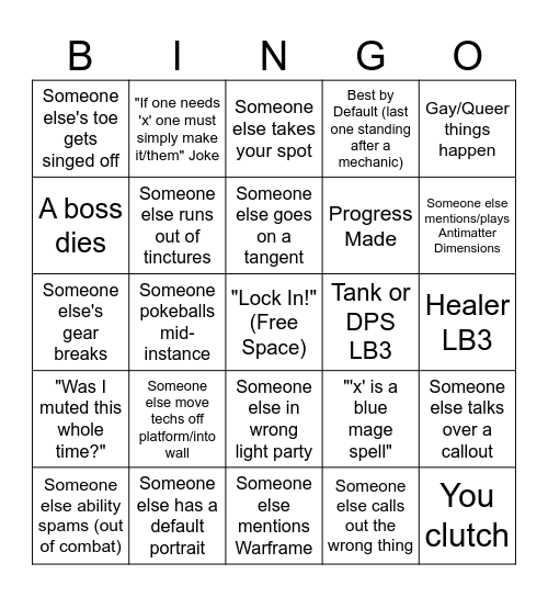 It's a Kind of Static Bingo Card