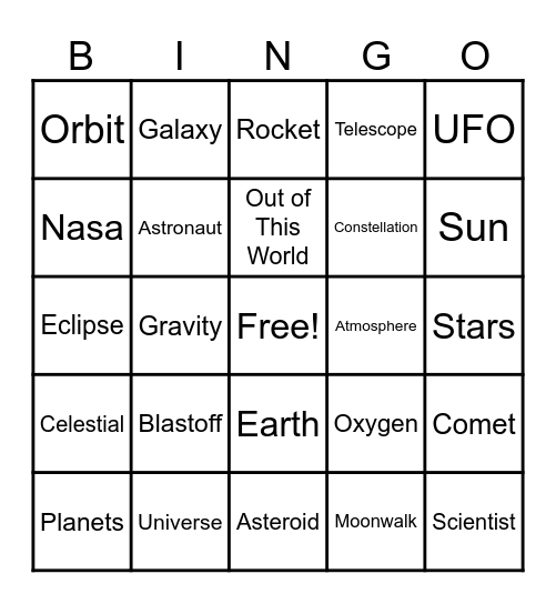 Out of This World (Or just Out of My Mind) Bingo Card