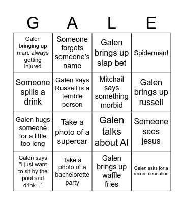 Galen Bingo Card