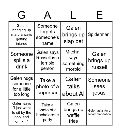 Galen Bingo Card