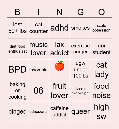 rose bingo Card