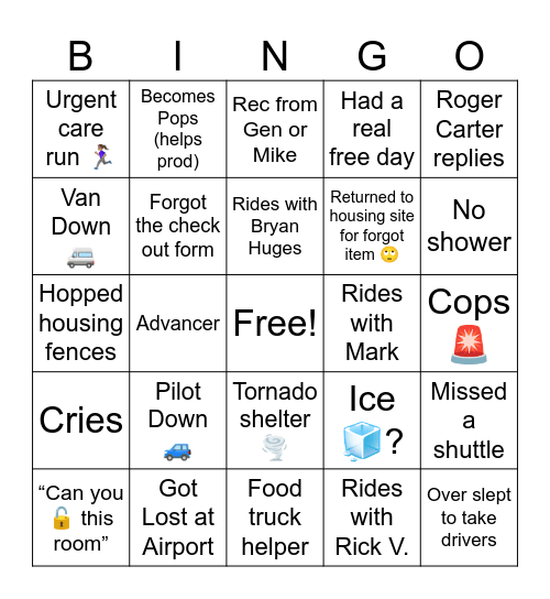 Bloo Ops 25 Bingo Card