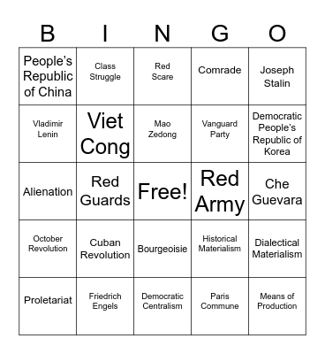 Communist Bingo Card