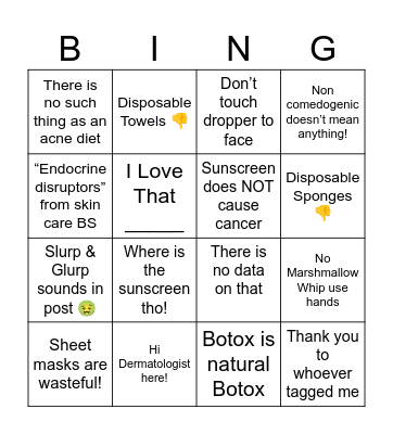 Derm Angelo Bingo Card