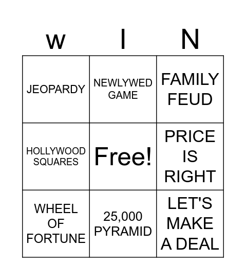 BONUS Bingo Card