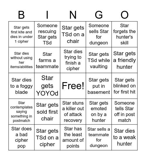 IDV Stream Bingo Card