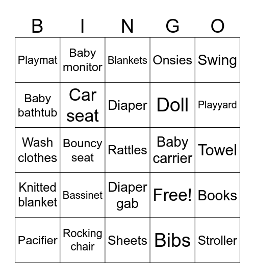 Ramya's Babyshower Bingo Card